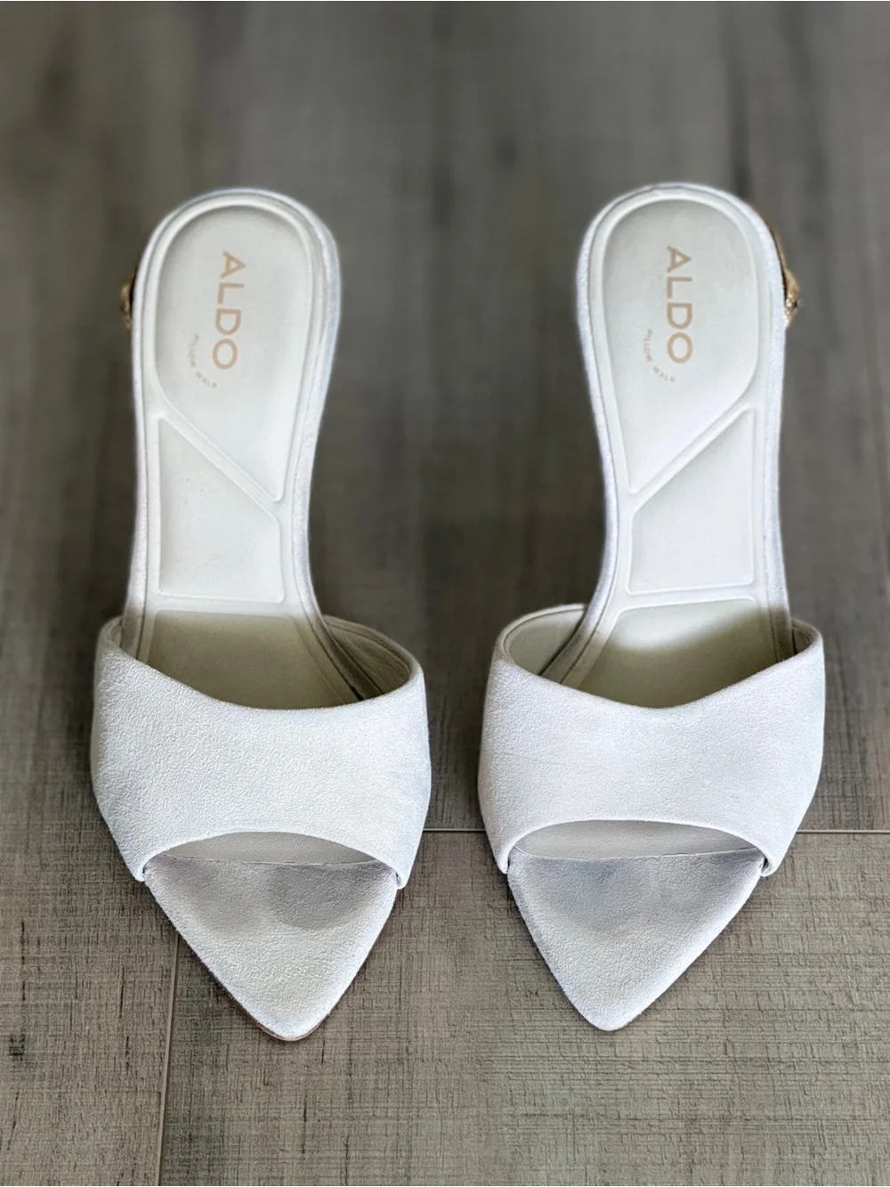 ALDO Cream Slide Mule with Gold Snake-Detail Stiletto